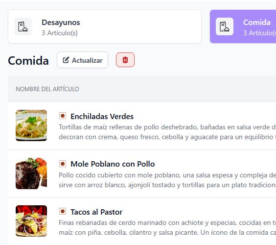 Gestión de menú sin complicaciones